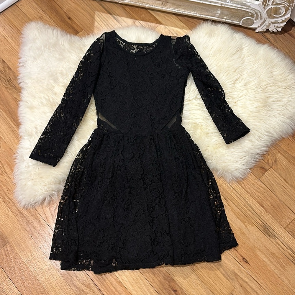Abercrombie & Fitch Black Lace Long Sleeve Dress
